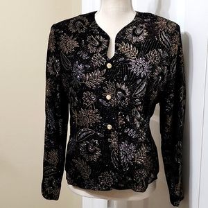 NORTON McNAUGTON VELVET SPARKLY FLORAL JACKET SZ 12
